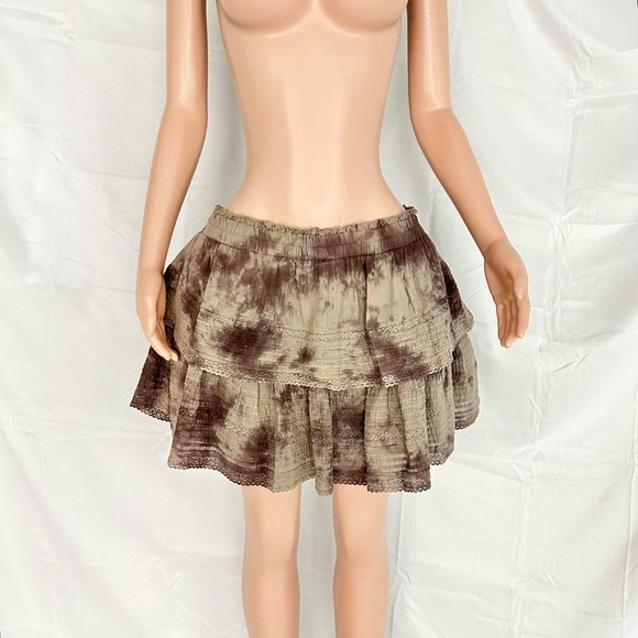 aerie Dresses & Skirts - Y2K fairycore brown tie-dye ruffle mini skirt